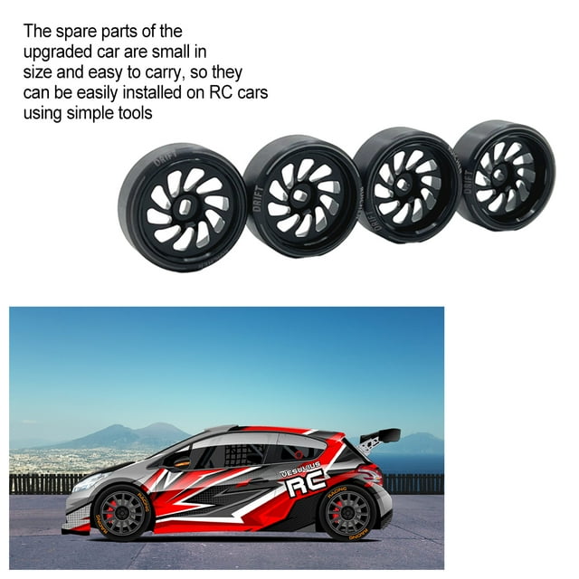 Baohd 4piece 27mm Dérive Jante de Roue en Métal Compatible avec 1/28 Wltoys K969 Dérive Roue de Roue en Métal Jante RC Voiture Argent 1Set