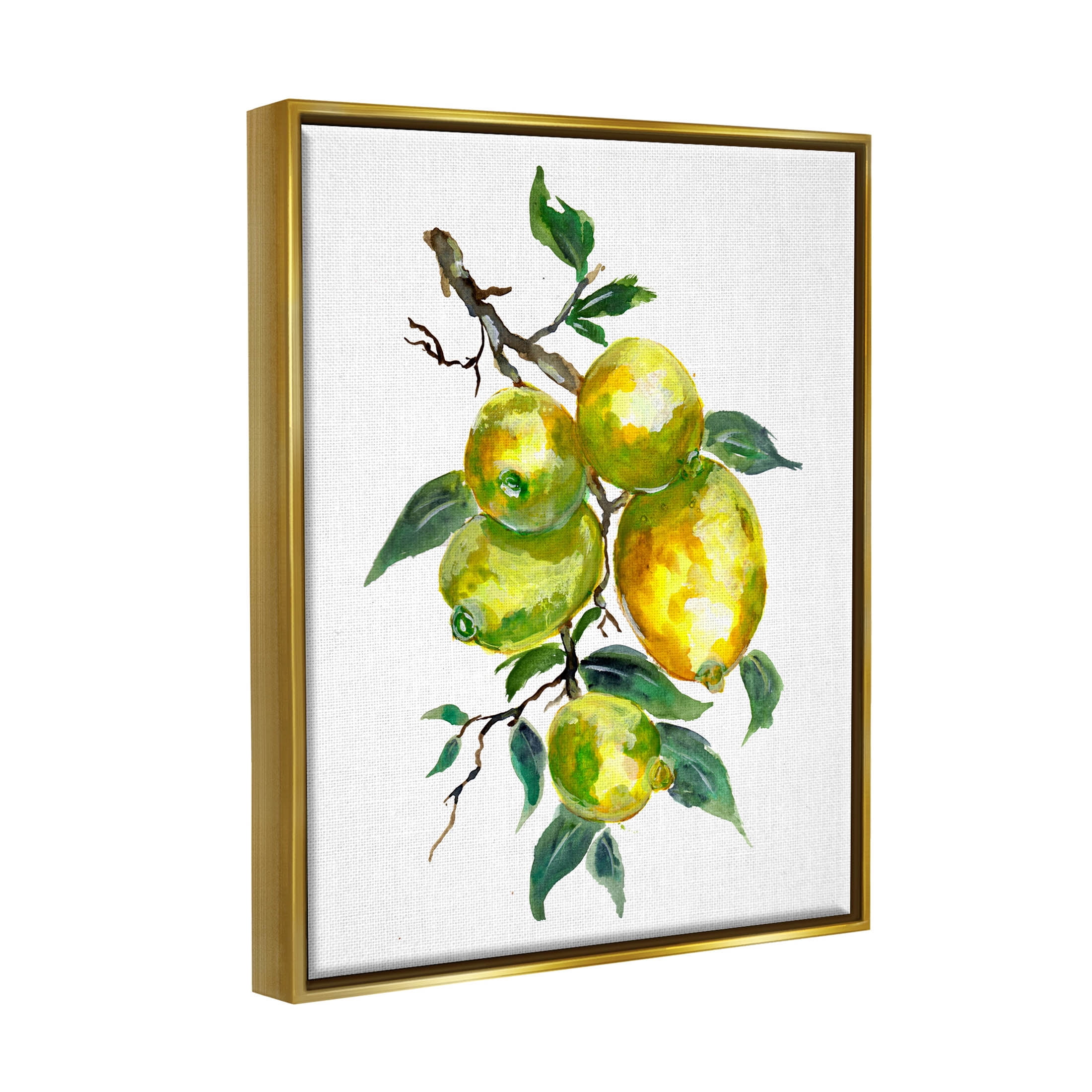 Lemon Citrus Fruit Tree Food & Beverage Graphic Art Metallic Gold Framed Art Print Wall Art