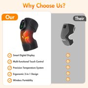 Baokaler Heated Knee Massager, Vibration Knee Heating Pad, 3 in 1 Cordless Shoulder & Elbow Brace with 6 Heat Level 3 Vibration for Joint Stress, Perfect Gifts for Family Friends