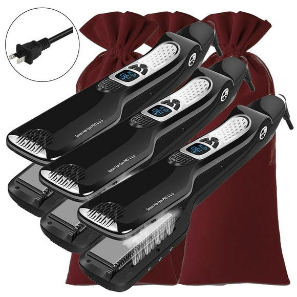 Alaciadoras a Vapor High Monaco TitaniumSteamBlack 3Pzas Plancha Negro Bolsa Vino 110-240V 160-230°C Placa 100mm x 42 mm Cerámica d