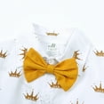 thumbnail image 5 of LYMAYTER Kids Toddler Boys Formal Gown Outfit Baby Stripes Short Sleeve Shirt with Bowtie and Shorts Set for 9m-7 Years, 5 of 9