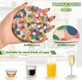 thumbnail image 2 of Yayeee 6 PCS Drink Coasters with Holder Set Woven Absorbent Round Tabletop Hot Pad, Dark Colorful Circles, 2 of 7