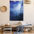thumbnail image 2 of Fantasy Tapestry, Moonlight Covers the Jungles of Sri Lanka Hazy Rainforest Scenery View Image, Wall Hanging for Bedroom Living Room Dorm Decor, 60W X 80L Inches, Green and Blue, by Ambesonne, 2 of 5