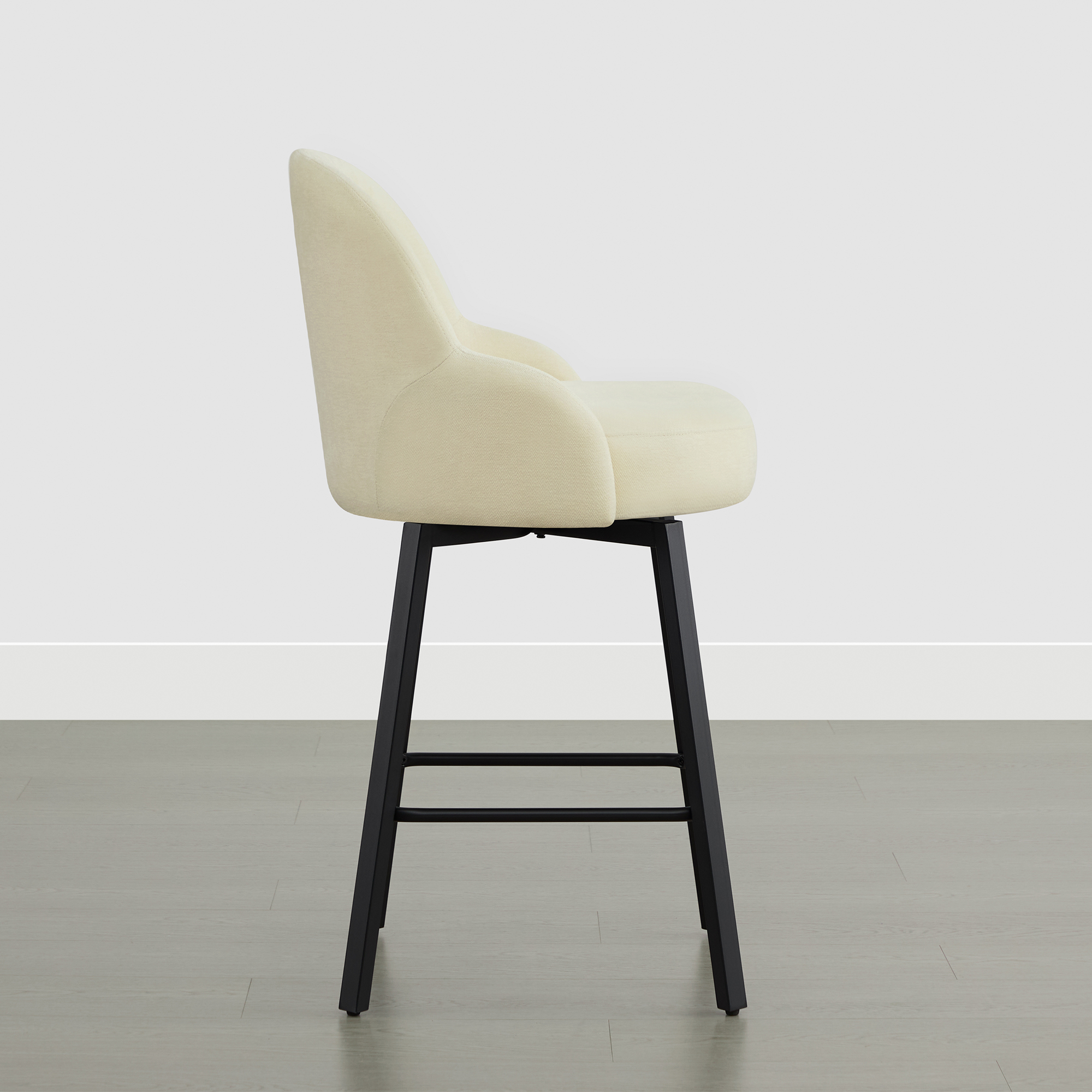 Spruce & Spring Counter Height Swivel Bar Stool with Upholstered Seat and Footrest Set of 2, Beige