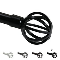 Turquoize Standard Single Adjustable Window Curtain Rod Set 3/4 in Diameter with Round Cage Finials, 48-84 in, Black