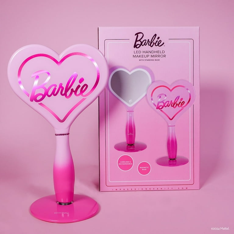 Impressions Vanity Barbie LED Handheld Makeup Mirror with Standing Base