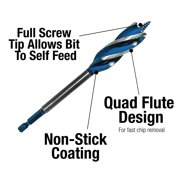 Century Drill & Tool 38680 Speed Cut Auger Bit, 1-1/4, Overall Length: 6