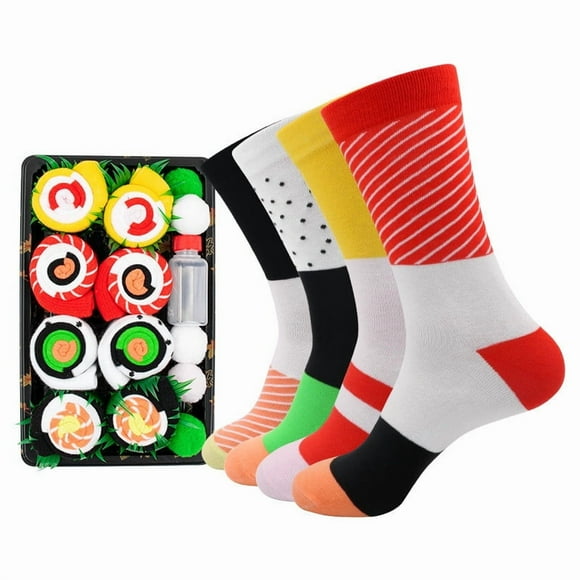 QIPOPIQ Men's Women's - Sushi Socks Box Custom Design Funny Weird Sushi Food Creative Socks with Box Package