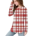 thumbnail image 6 of Boys Girls Plaid Long Sleeve Shirts Casual Crew Neck Loose Pullover Tops Soft Comfy Cute Sport Athletic Fashion Tunic Blouses (Red-1,11 Years), 6 of 6