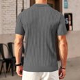thumbnail image 4 of Boyscolos Men's Slim Fit Ribbed Knit Zipper Collar Muscle Polo Shirts, Stylish Short Sleeve Golf Casual Tees Gray 2XL, 4 of 4