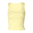 thumbnail image 5 of Lixiuxyad Women's Camisole Summer Camisole Top With Beaded Neckline Elegant Sleeveless Tank For Casual Wear And Layering,Yellow, 5 of 6