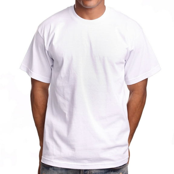 PRO 5 Super Heavy Men's Short Sleeve Crew Neck T-Shirt - White - Small