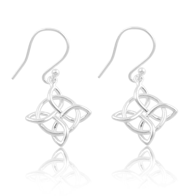Aretes de Plata con Dije Triquetra para Mujer - Plata Esterlina 925