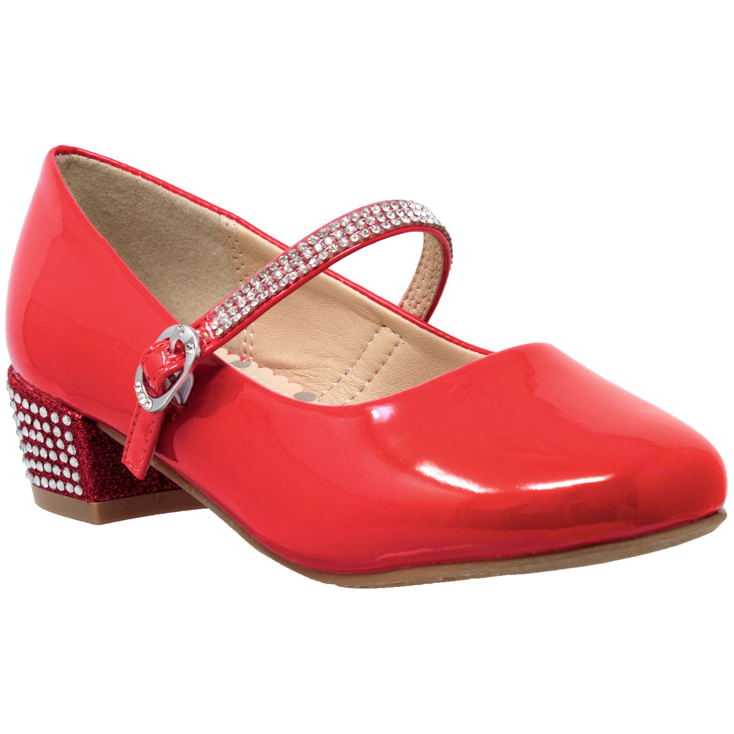 Girls Ballet Flats Mary Jane Scalloped Accent Casual Patent Shoes Red 