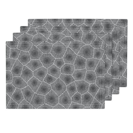 Cloth Placemats Dark Gray Stone Petoskey Stone Greyscale Dark Set of (Best Place To Find Petoskey Stones)