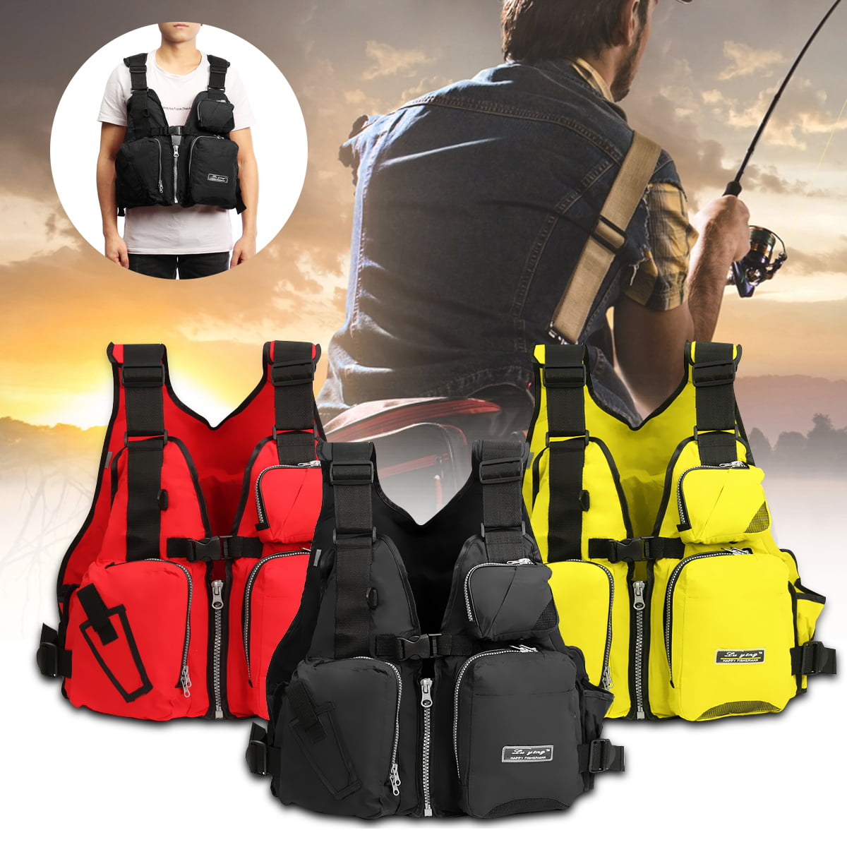 Adult Universal Breathable Fishing Life Vest Nylon EPE Fly