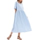 thumbnail image 5 of Vestido, Vestido suelto de mujer con bolsillos Puntos Manga corta Vestido de algodón festivo Abanopi Aqua/Pequeña, 5 of 7
