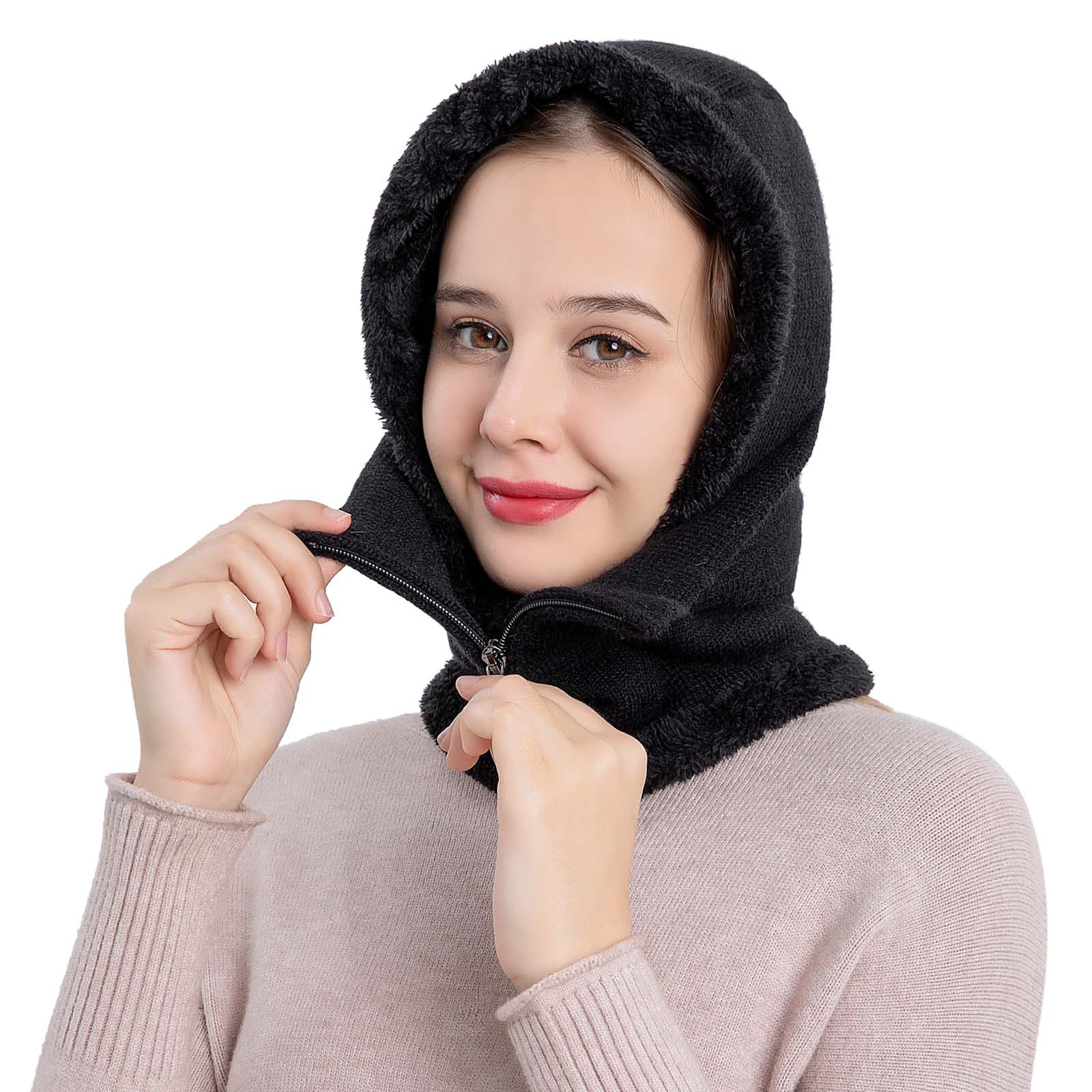 Tanhomme Winter Hat Facial Neck Warmer Covers, Sporty Street Fashion Skiing Adult Windproof Hat Cycling Skiing Knit Hat Scarf Covers Sets Warm Knitted Cap
