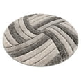 thumbnail image 3 of Well Woven San Francisco Round Printed Modern Shag Geometric Stripes Area Rug, Gray, 3 of 3