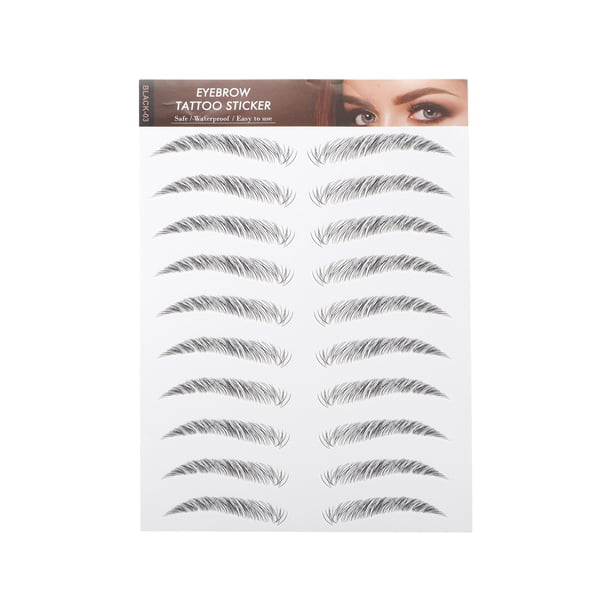 Tatuaje de cejas simulado único para mujeres 1 pieza curva gruesa, negro