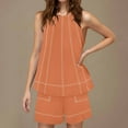 thumbnail image 2 of Feancey Women 2 Piece Outfits Flowy Sleeveless Tunic Tops Loose Shorts with Pockets Tracksuit Summer Lounge Matching Set 2025 Orange XL, 2 of 10