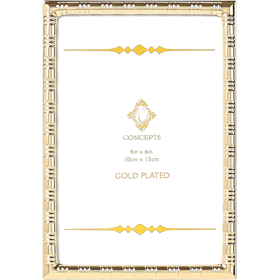 Concepts 4x6 Gold Bamboo Textured Metal Picture Frames, Family Photo Frames, Elegant Tabletop & Wallhung Decor