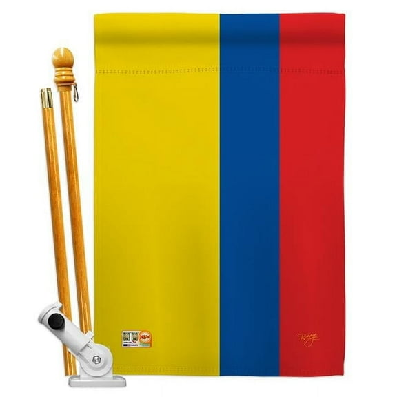 Breeze Decor BD-CY-HS-108220-IP-BO-D-US14-BD 28 x 40 in. Ecuador Flags of the World Nationality Impressions Decorative Vertical Double Sided House Flag Set with Pole Bracket & Hardware