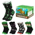 thumbnail image 1 of Minecraft Boys Crew Socks - Calcetines juveniles suaves y transpirables, paquete de 3 o 5 - Regalos para jugadores (Negro/Multi 7-10 años), 1 of 6