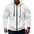 thumbnail image 4 of SWSMCLT Men's Comfy Hoodies Coats Flap Pocket Hood Long Sleeve Regular Fit Ribbed Hooded Sweatshirt Full Zip White XX-Large, 4 of 4