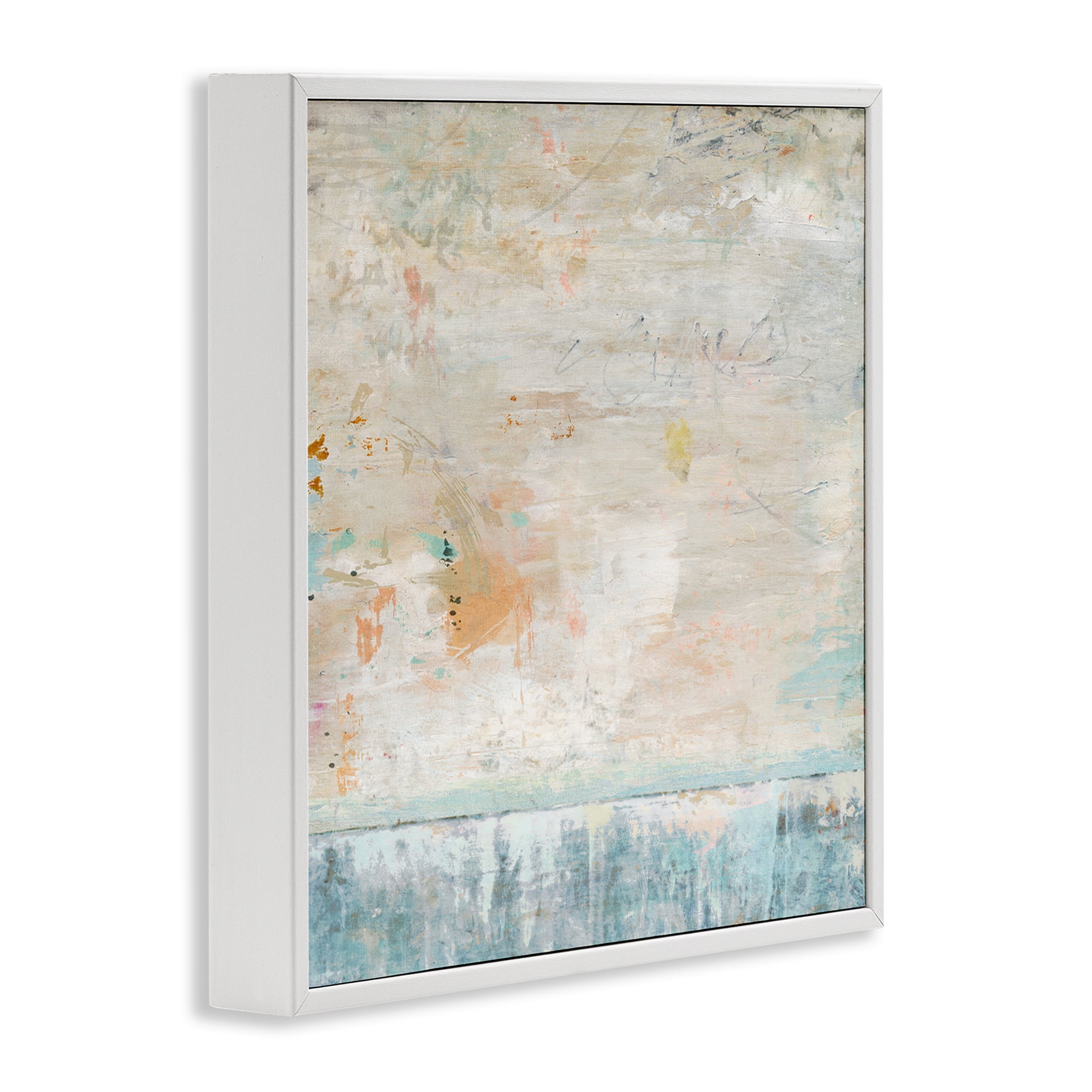 Stupell Industries Rustic Abstract Paint Strokes Abstract Painting White Framed Art Print Wall Art, 17 x 17