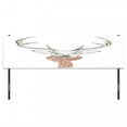 thumbnail image 3 of Antlers Headboard, Illustration of a Deer Wearing Scarf Knitted Neck Wintertime Cold December, Upholstered Decorative Metal Bed Headboard with Memory Foam, King Size, Redwood Grey White, by Ambesonne, 3 of 4