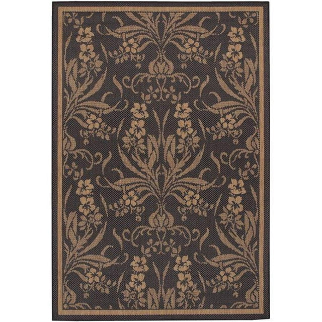 Couristan 15160111018037T 2 x 3 ft. 7 in. Recife Garden Cottage Rug - Black & Cocoa