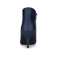 thumbnail image 3 of BLISSFUL STEP Women's Point Toe Patent Leather Stiletto Heel Ankle Boot Dark Blue 10, 3 of 8