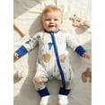 thumbnail image 6 of BemeyourBBs Newborn Baby Boy Baseball Outfit Romper Long Sleeve Round Neck Zip Up Full Length Jumpsuit, 6 of 9