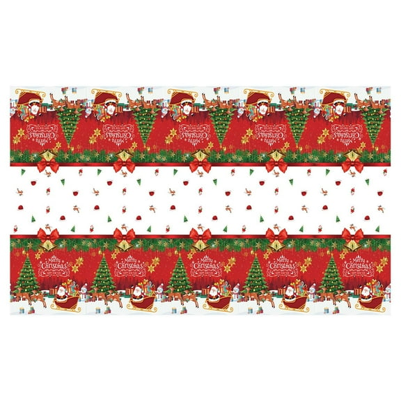 Christmas Tablecloth – 54x108 Inch Waterproof PE Plastic Table Cover with Festive Print for Holiday Parties, Dinner, Buffet & Seasonal Decor