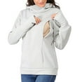 thumbnail image 4 of Ltctricy Women's Maternity Sweatshirts Long Sleeve Turtleneck Side Zip Pullover Hoodies Fall Winter Pregnancy Clothes with Pockets(Gray,X-Large), 4 of 7