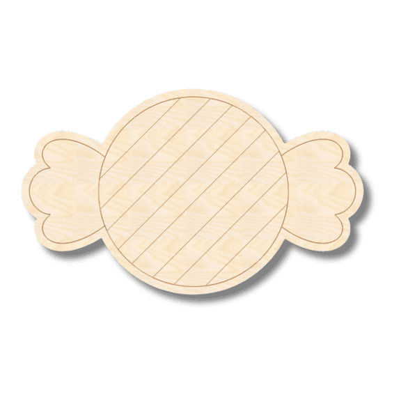 Unfinished Wood Etched Round Candy Shape | Paint By Line Crafts 5" / 1/8"