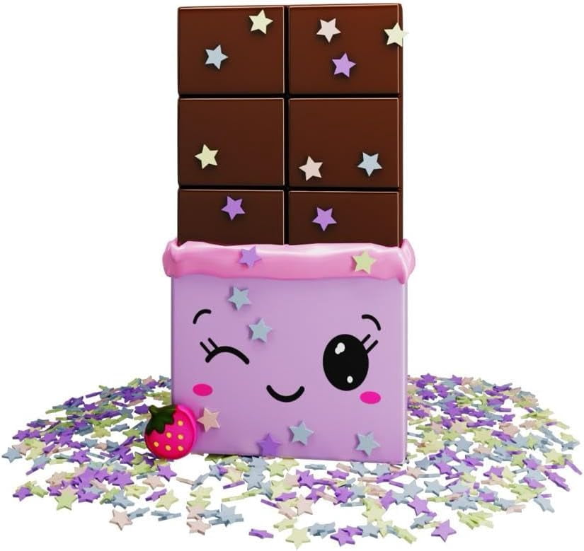 Squeezables Choco Bar Figure - Cute Kawaii Novelty Collectible with Reusable Zipper Pouch and Decoration, Series 4 Desk Accessory