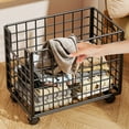 thumbnail image 4 of Rolling Metal Laundry Basket - Large Capacity,Wheels for Easy Movement,Multipurpose for Clothes/Towels/Blankets,Bedroom/Bathroom Organization,Durable Folding Design,11x17.3x15.7in, 4 of 7