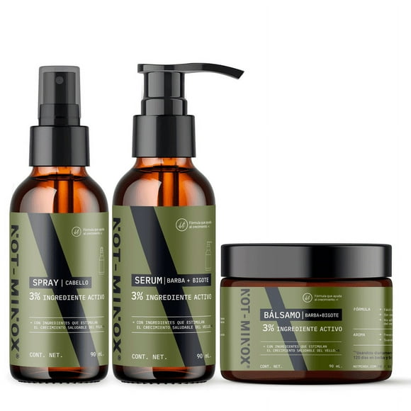 Kit Not Minox Completo Not-Minox Set de Tratamiento Crecimiento Capilar Barba y Bigote