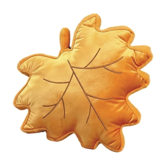 HOARBOEG Maple Leaf Shaped Throw Pillow, Orange Fall Decorative Cushion, Plush Lumbar Pillow for Sofa Bed Car Seat, Soft Velvet Accent Pillow for Autumn Home Decor, 15.75in