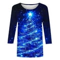 thumbnail image 5 of GERsome Christmas Shirts for Women Xmas Tree Graphic Tee 3/4 Length Sleeve Tshirts Crew Neck Loose Fit Pullover Tops Christmas Party Shirts Size M, 5 of 5