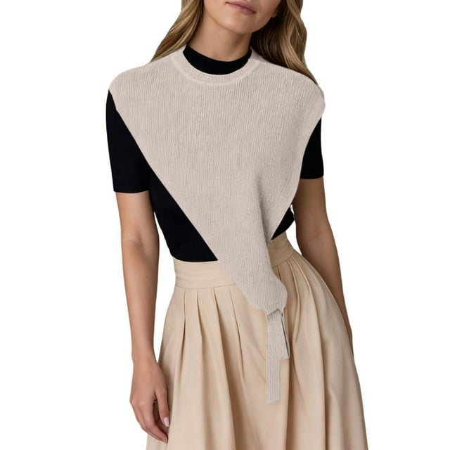 WEIYLL Fall Tops for Women Solid Color Triangular Shawl Small Layered Beige Ladies Fall Blouses ,One Size