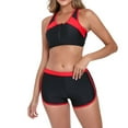 thumbnail image 5 of Perfectbot Women's Sporty Bikini Set, Color Block Two-Piece Swimsuit with High Waisted Boyshorts, 5 of 7