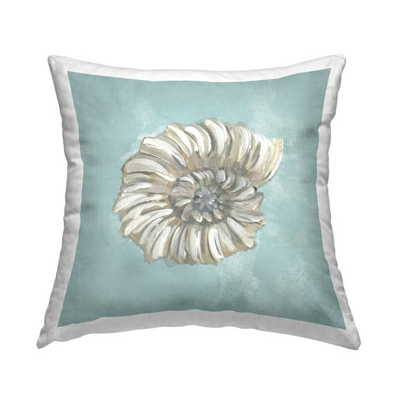 Stupell Industries Abstract Nautilus on Blue Decorative Printed Throw Pillow, 18 x 18