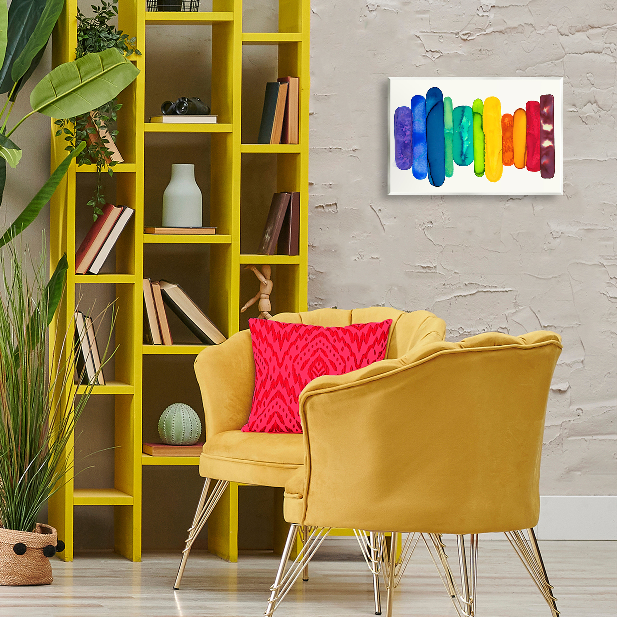 Stupell Industries Rainbow Ombre Shapes Abstract Painting Unframed Art Print Wall Art, 15 x 10