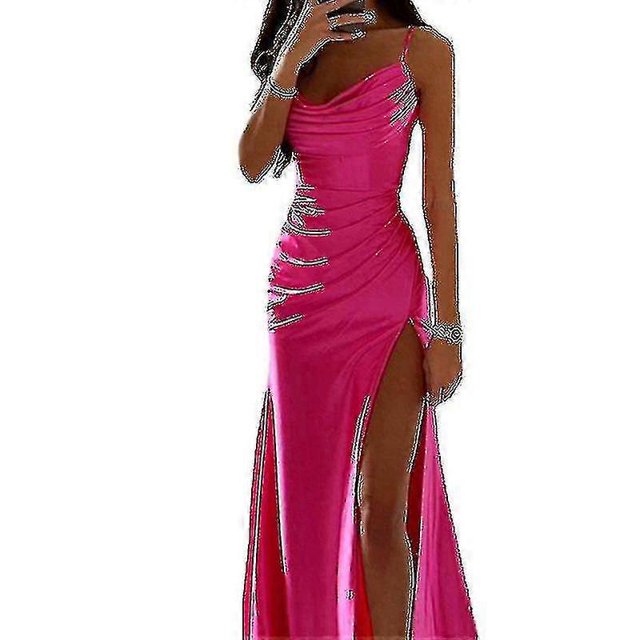 Women Long Maxi Dresses Cowl Neck Evening Gown Sleeveless Satin Slip Dress Party Casual