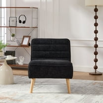 S-HOME 24.4 Inch Wide Accent Chair in Soft Chenille Fabric with Rubber Wood Legs for Reading Room and Lounge Areas,Black