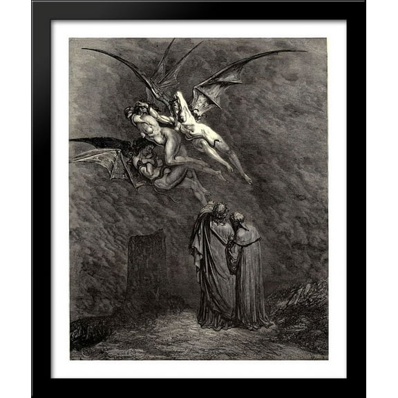 The Inferno, Canto 9 34x28 Large Black Wood Framed Print Art by Gustave Dore
