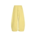 thumbnail image 6 of Zpanxa Girls Soft Pastel Yellow Drawstring Wide Leg Sweatpants Elastic Waist Loose Fit Causal Lounge Trousers Comfy Breathable Bottoms, 6 of 8